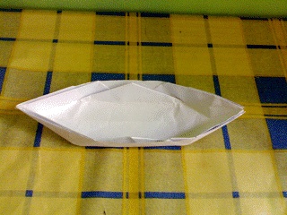 Completed origami boat