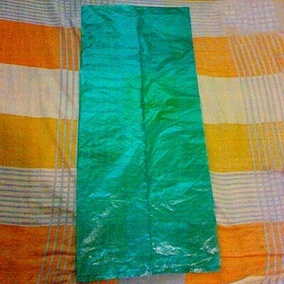 Plastic bag folded in half